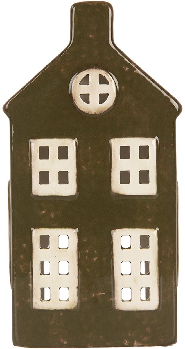 Waxinelichthouder Huis 8x6x16 cm Groen Keramiek