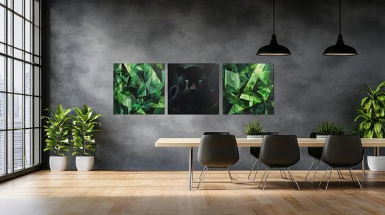 Tableau triptyque Panthère – Décoration murale moderne sur toile – 3 pièces Panther Art – 3x60x60 cm