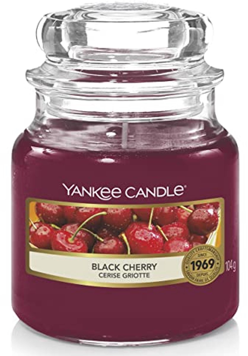 Geurkaars Black Cherry - Kleine Jar Kaars met 30 uur Brandtijd