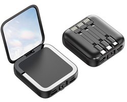 Powerbank 10.000 mAh – Zwart – Met ingebouwde kabels & display – Draagbare oplader / externe batterij voor smartphone & tablet