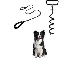 Aanlegblok met riem voor honden - Set van aanlegpalen voor camping en strand - Grondanker voor grote honden - Gazon accessoires met grondankers