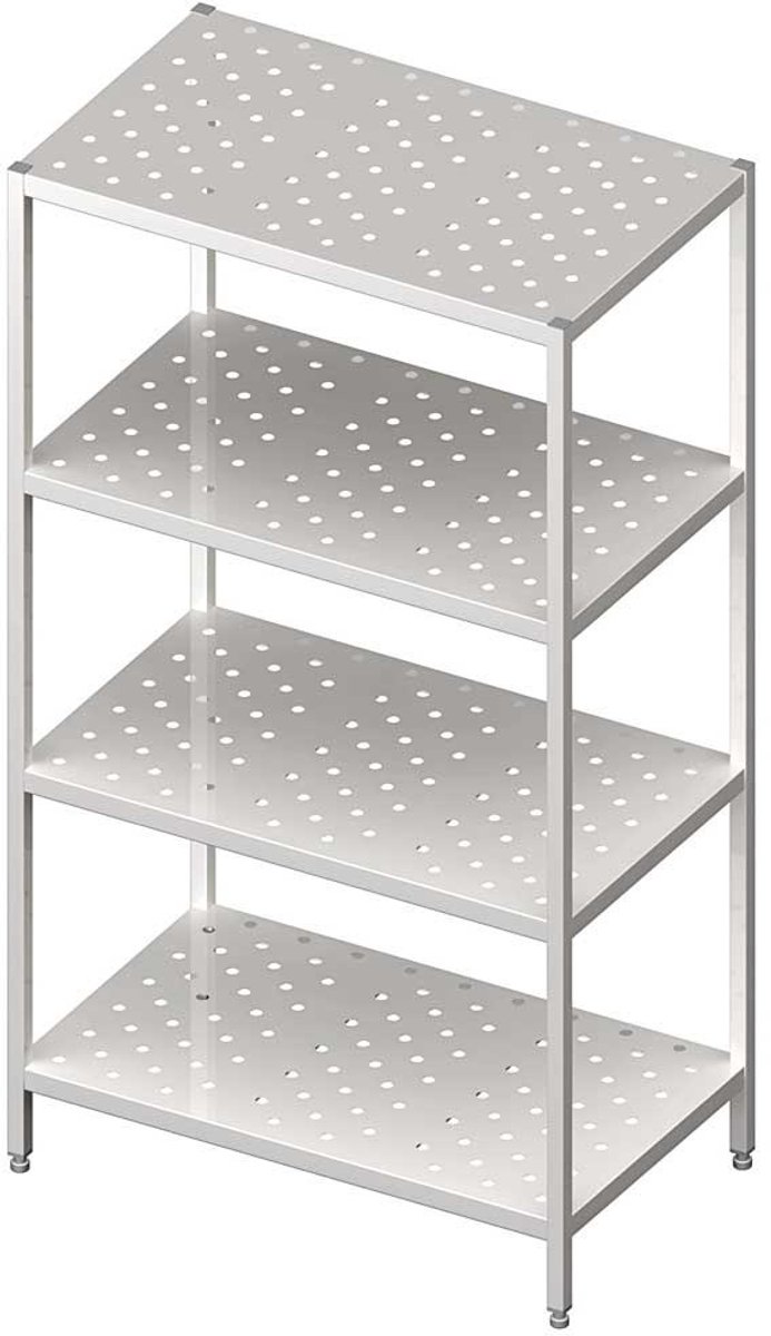 RVS Magazijnrek 130x70x180 cm, Geperforeerde Planken, Montageklaar
