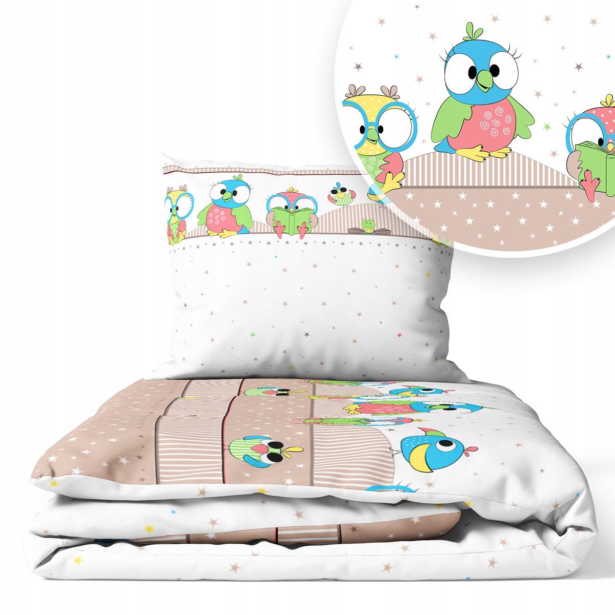 Kinderbeddengoed 120x90cm 2-delig - Beige Papegaaien