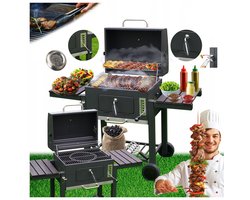 VELACO Koolgrill XXL met Deksel, Wielen & Thermometer - Grijs
