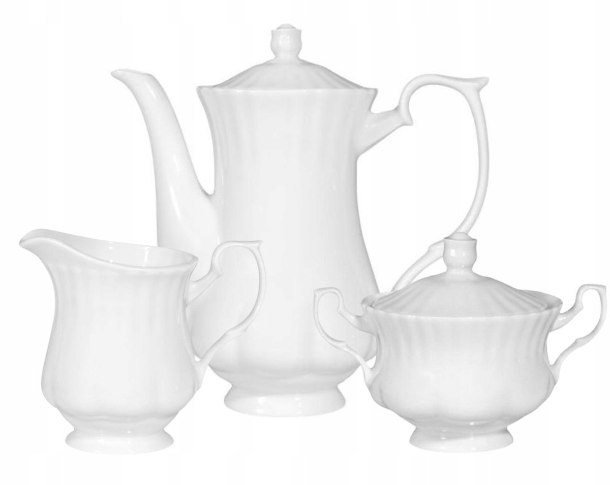 Chodzież Iwona porseleinen set: theepot, suikerpot en melkkannetje - Wit