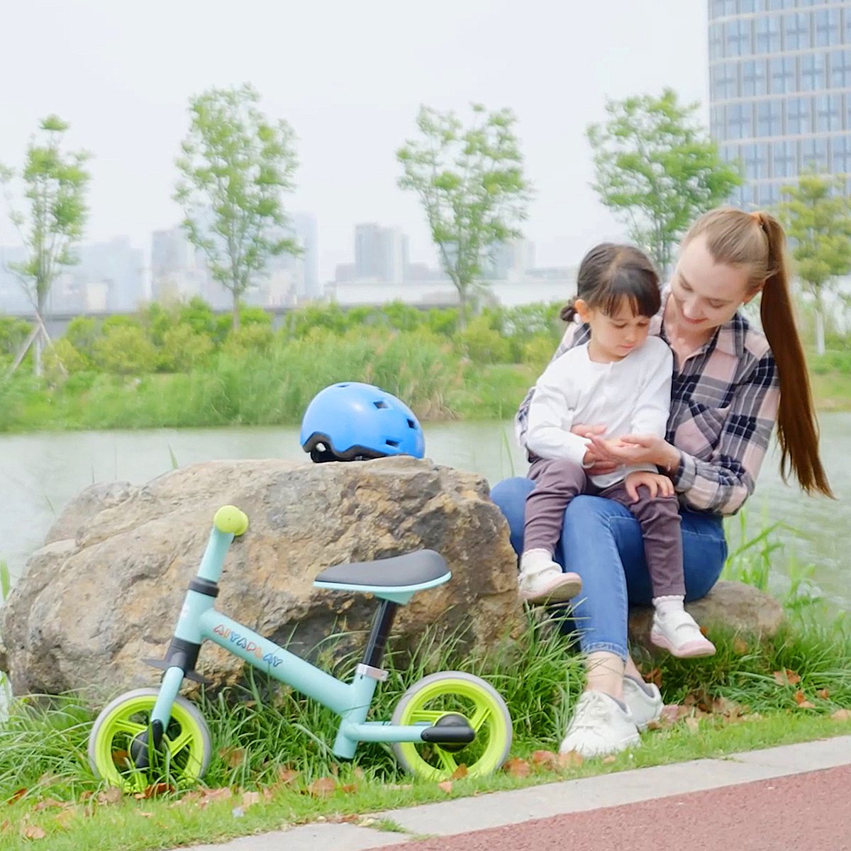AIYAPLAY Kinderloopfiets - Staal - 66,5x34x47cm - Groen