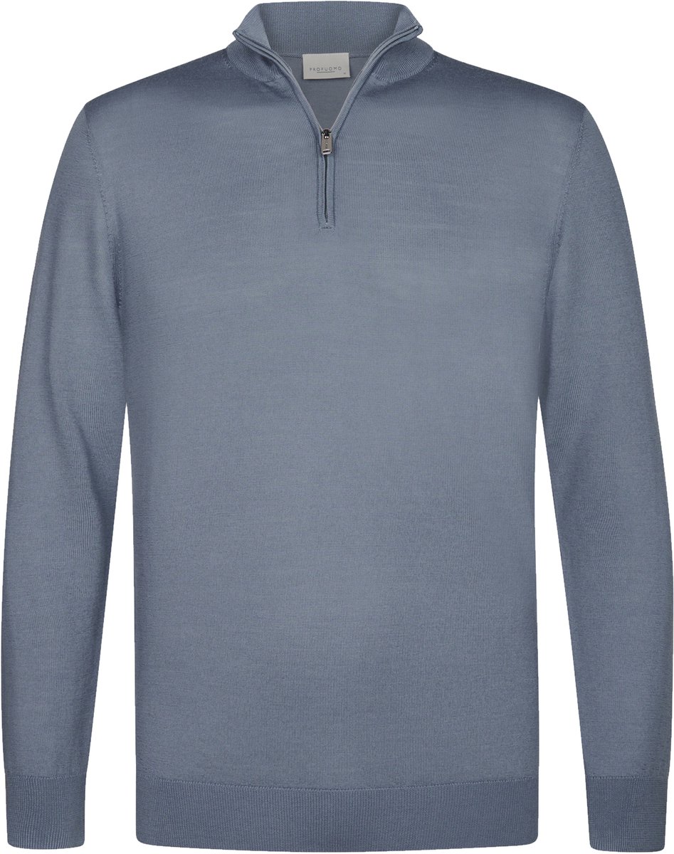 Profuomo Half Zip Pullover Merinowol Blauw - Maat L - Heren - Pullovers