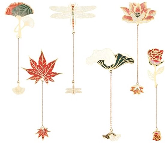 Metalen veren bladwijzers (4 stuks), elegante bladwijzerset met