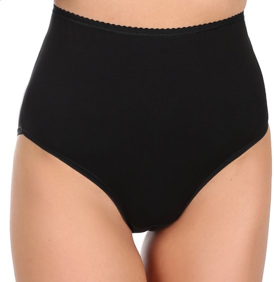 Voorkant van een zwarte slip met hoge taille.