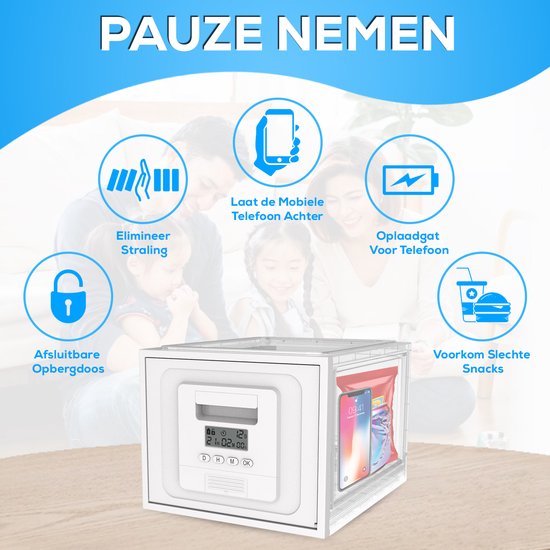 Fleau Home Telefoonkluis met Tijdslot - XXL - Focus Box - Phone Safe - Zelfdiscipline/ Verslaving - Telefoon Kluis - Stoppen met roken - Nieuwste ontwerp - Wit