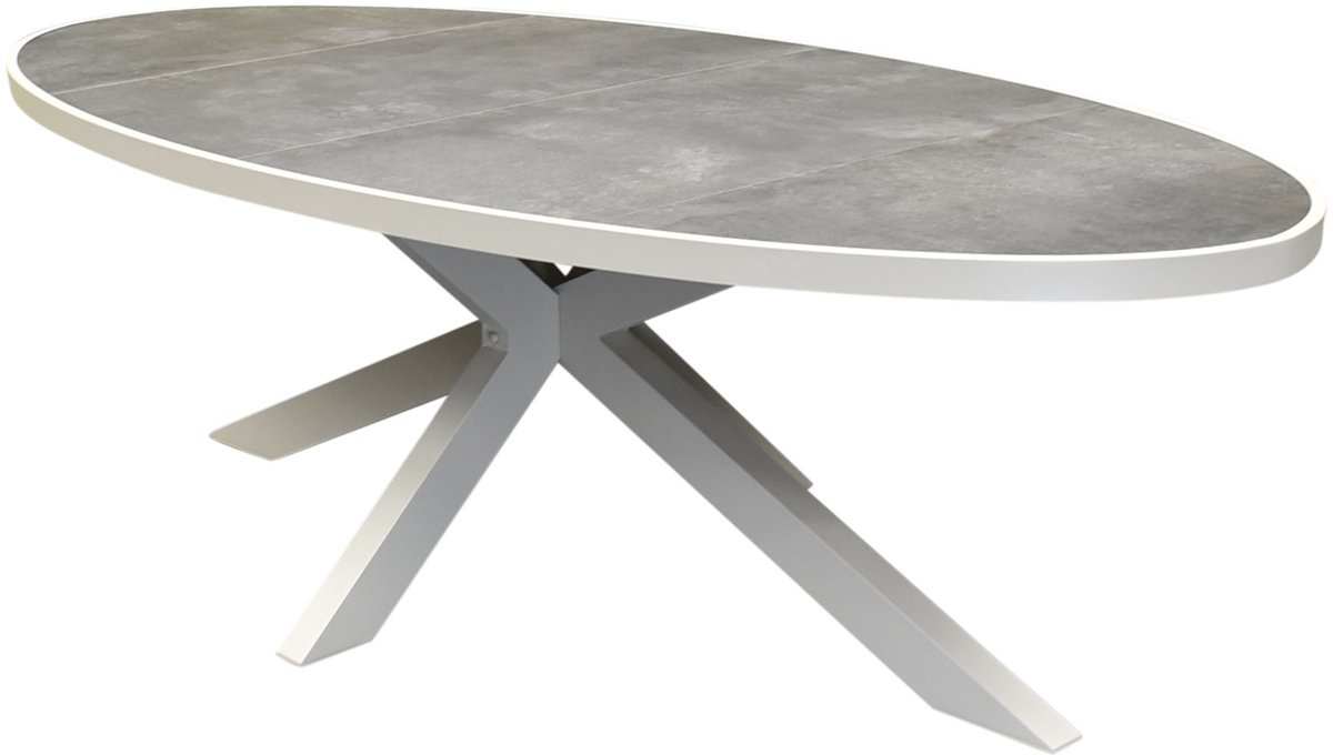 Ohio dining tuintafel ovaal 241x116xH74cm keramiek aluminium latte zand