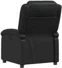 Zwarte fauteuil met massagefunctie, liggend, van achteren bekeken.