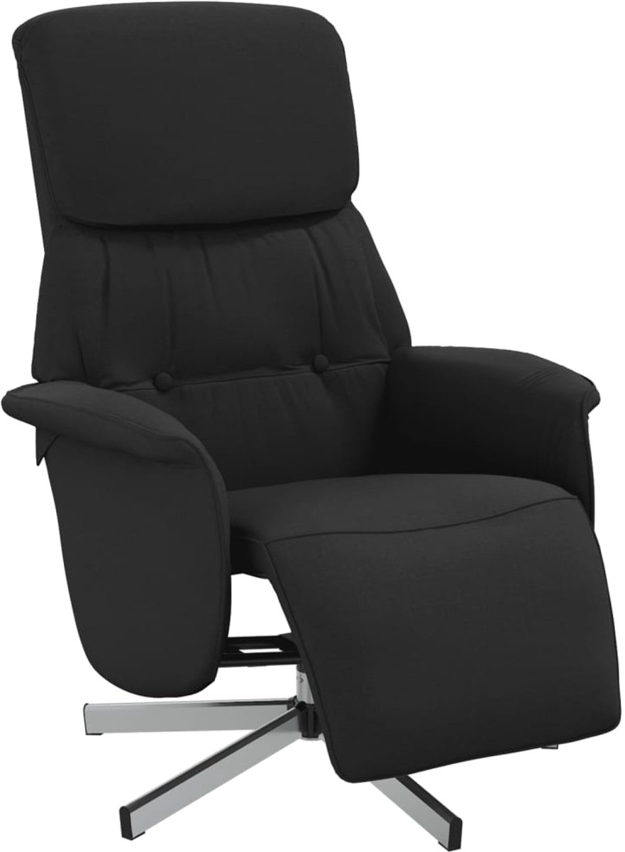 vidaXL Fauteuil - verstelbaar - met - voetensteun - stof - zwart