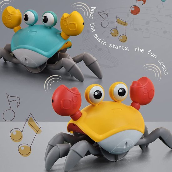 Kruipende krab met sensor, buikligging, babyspeelgoed met muziek en lichtjes, interactief speelgoed voor kinderen, leerzaam en vermakelijk, verjaardagscadeau (blauw) van Atoylink — afbeelding 4