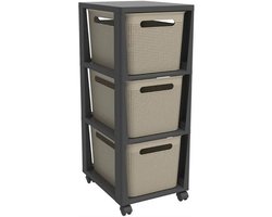 Rotho PINA Ladekastje met 3 Laden 77x36.6x29.6 cm Cappuccino/Antraciet