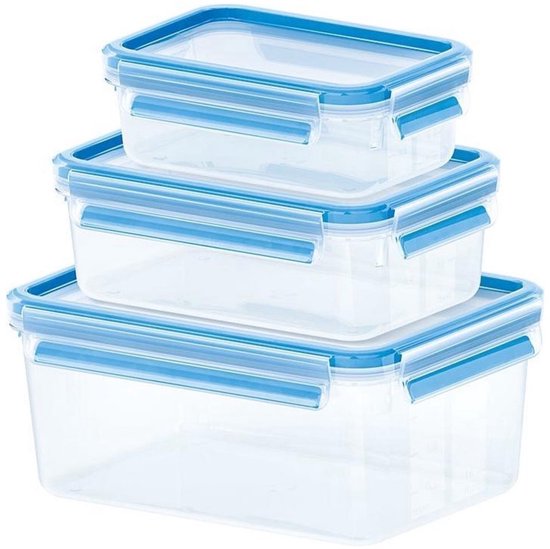 CLIP & CLOSE contenant des aliments. ensemble de 3 pièces. 0,55 / 1 / 2,3 L.
