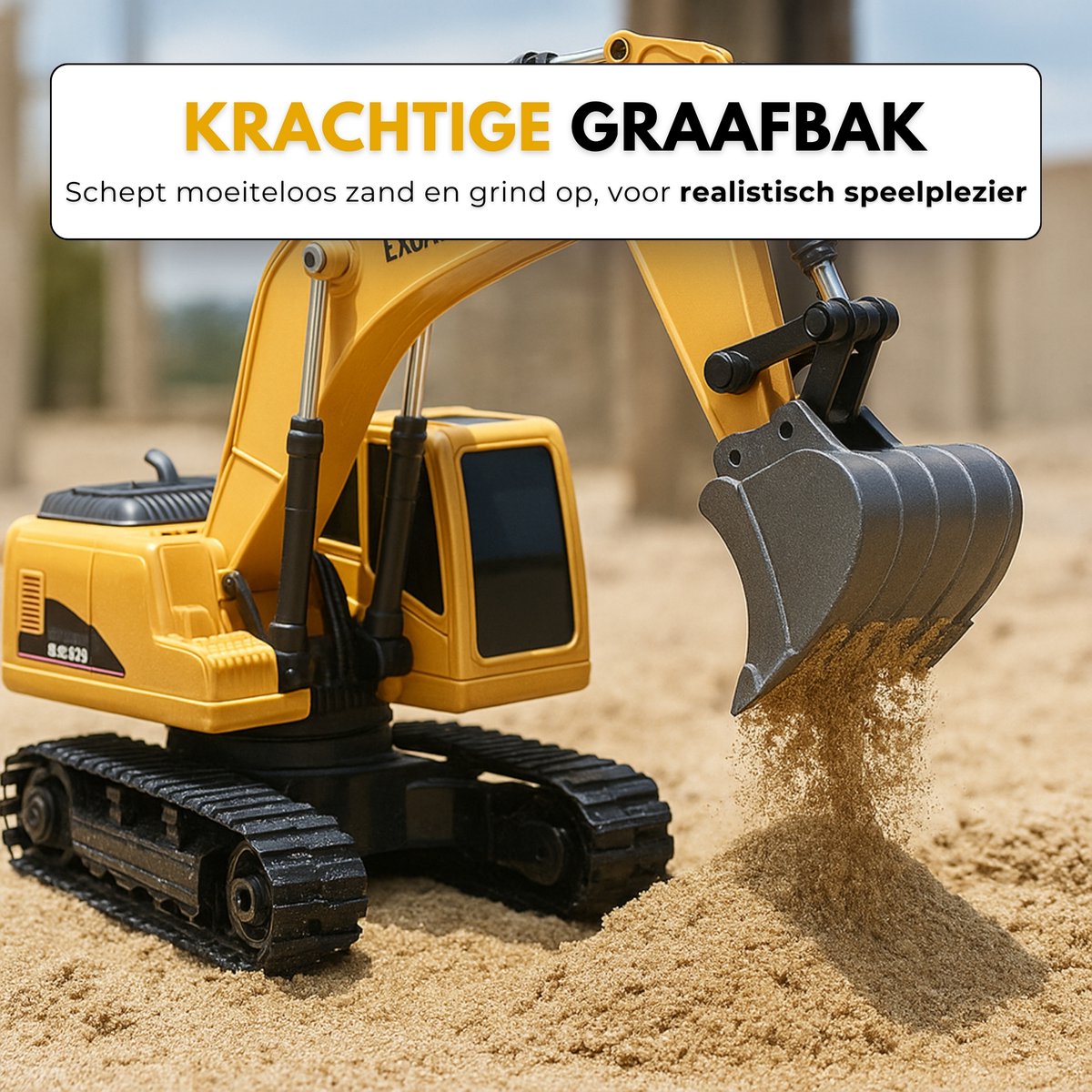 Boncy® RC Graafmachine Speelgoed - Bestuurbare Graafmachine voor Kinderen & Zandbak - Vrachtwagen Voertuigen Afstandbestuurbaar - Tractor Buitenspeelgoed - Bestuurbaar Kraan Jongens Meisje - Afstandsbestuurbaar Elektrisch Robot Auto Afstandsbediening — afbeelding 2