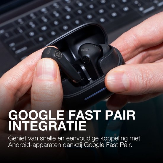 JLab Jbuds Pods ANC Oortjes Draadloos – 56 Uur Speeltijd – Draadloze Oordopjes - Bluetooth Multipoint – Hybrid Active Noise Cancelling Oortjes – Aanpasbare Equalizer Instellingen EQ4 – Fast Charging Case Met Ingebouwde Oplaadkabel - Zwart