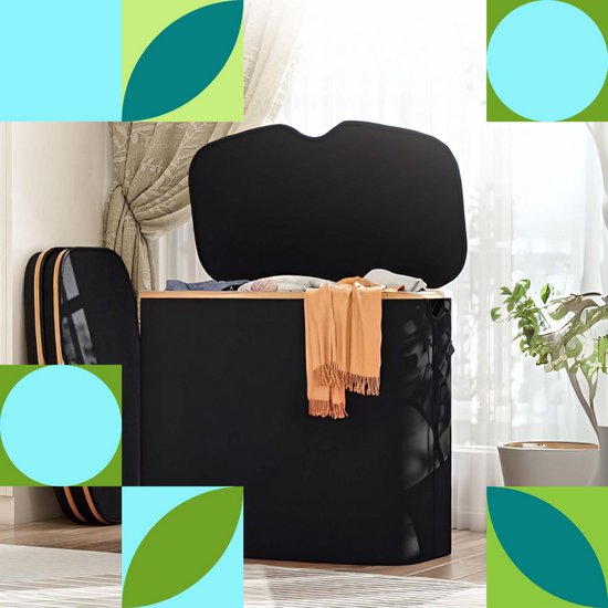 Panier à linge SolVva 3 compartiments – Panier à linge 205 L avec 3 compartiments et Sacs à linge en filet – Paniers à linge – Trieur de linge – Extra grande capacité