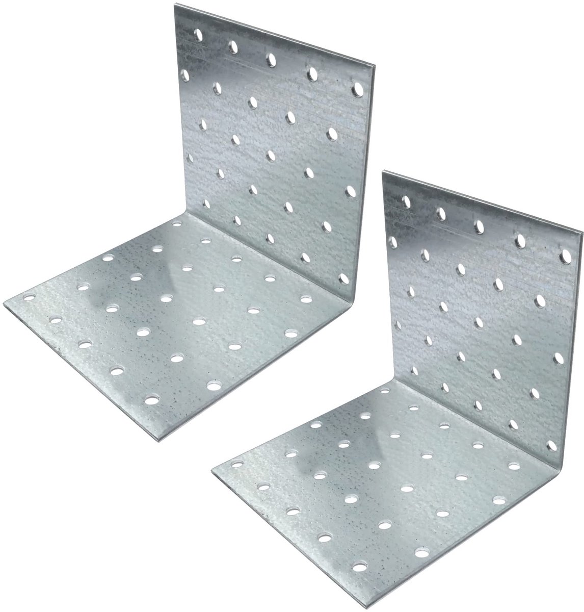 C58982-2 Perforatiehoek 100x100x100 mm - Rectangulaire Bevestigingslussen - 50 Gaten van 5 mm - Versterking voor Houten Meubels