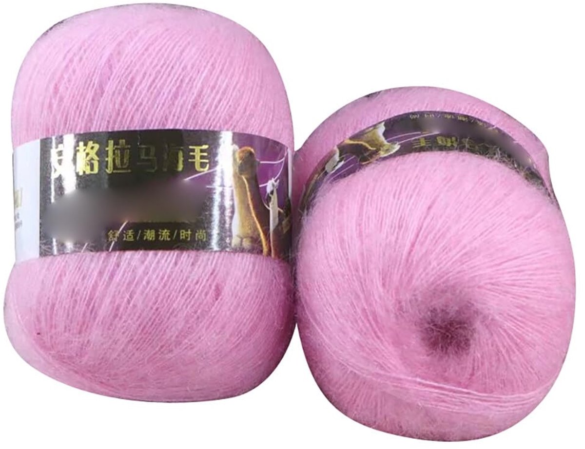 Angora 42g/Multi Kleur Lang Wol Garens - Zacht Mohair Pashm Breigaren, Handwasbaar, 2 Rollen