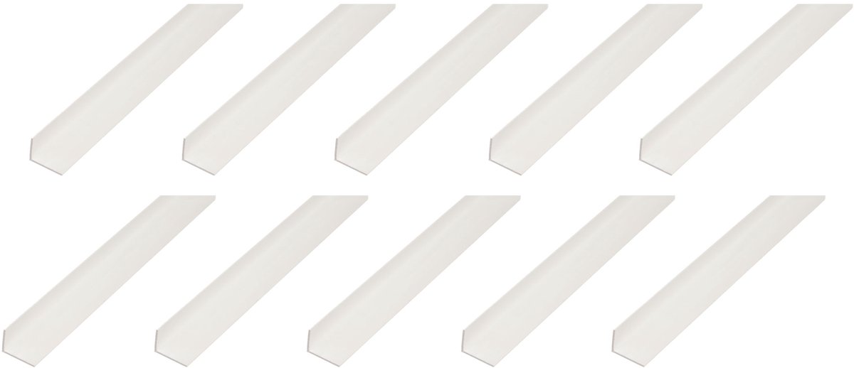 Alberts 10 x hoekprofiel, PVC, wit, 20 x 10 x 1 mm, lengte 1 m