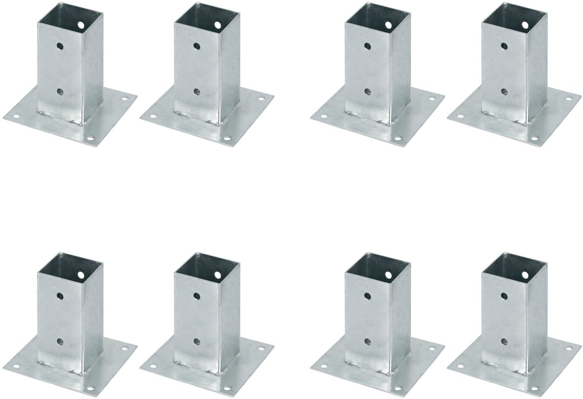 Alberts 8 x opschroefhuls voor vierkante houten palen, 71x71 mm, thermisch verzinkt, voor opschroeven