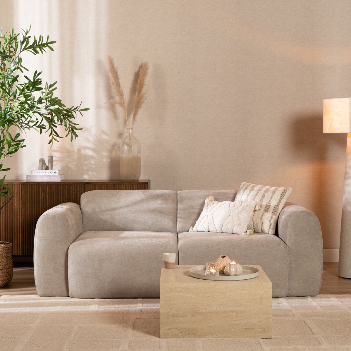 Bronx71® 2,5-zits bank Maine gemêleerde stof taupe