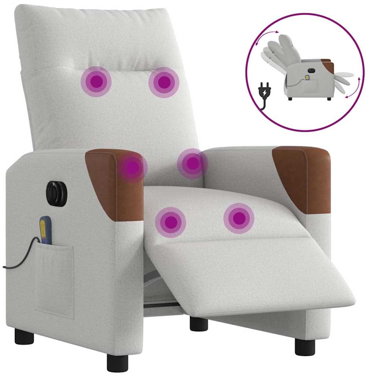 vidaXL Massagestoel - elektrisch - verstelbaar - stof - wolk - grijs Wolkengrijs