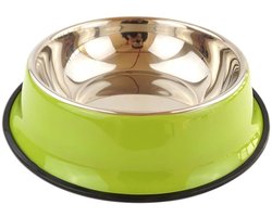 Hondenbak van roestvrij staal - Antislip en lekvrij ontwerp voor voer en water (groen, 580 ml)