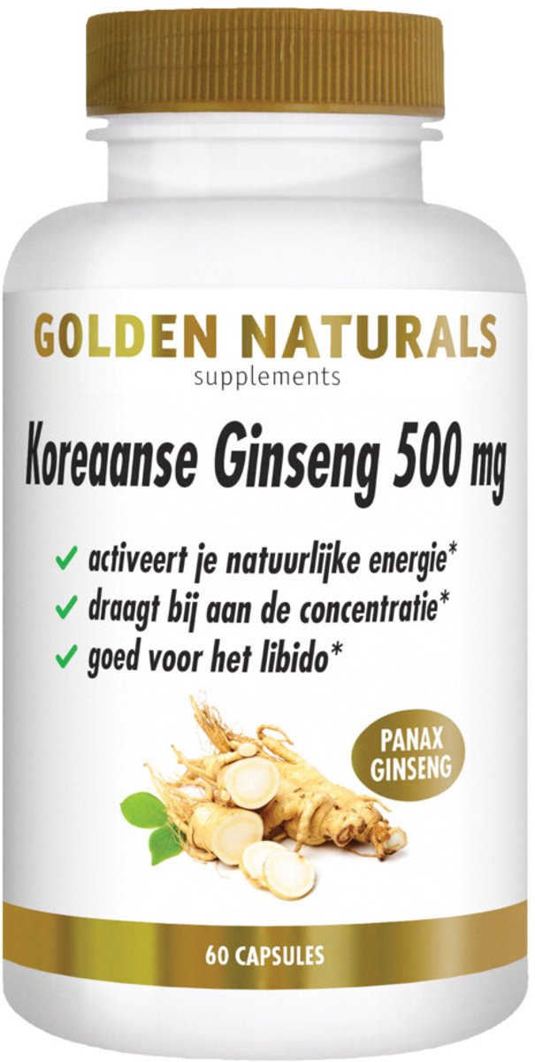 Golden Naturals - Koreaanse Ginseng 500 mg - 2 x 60 capsules - Voordeelverpakking