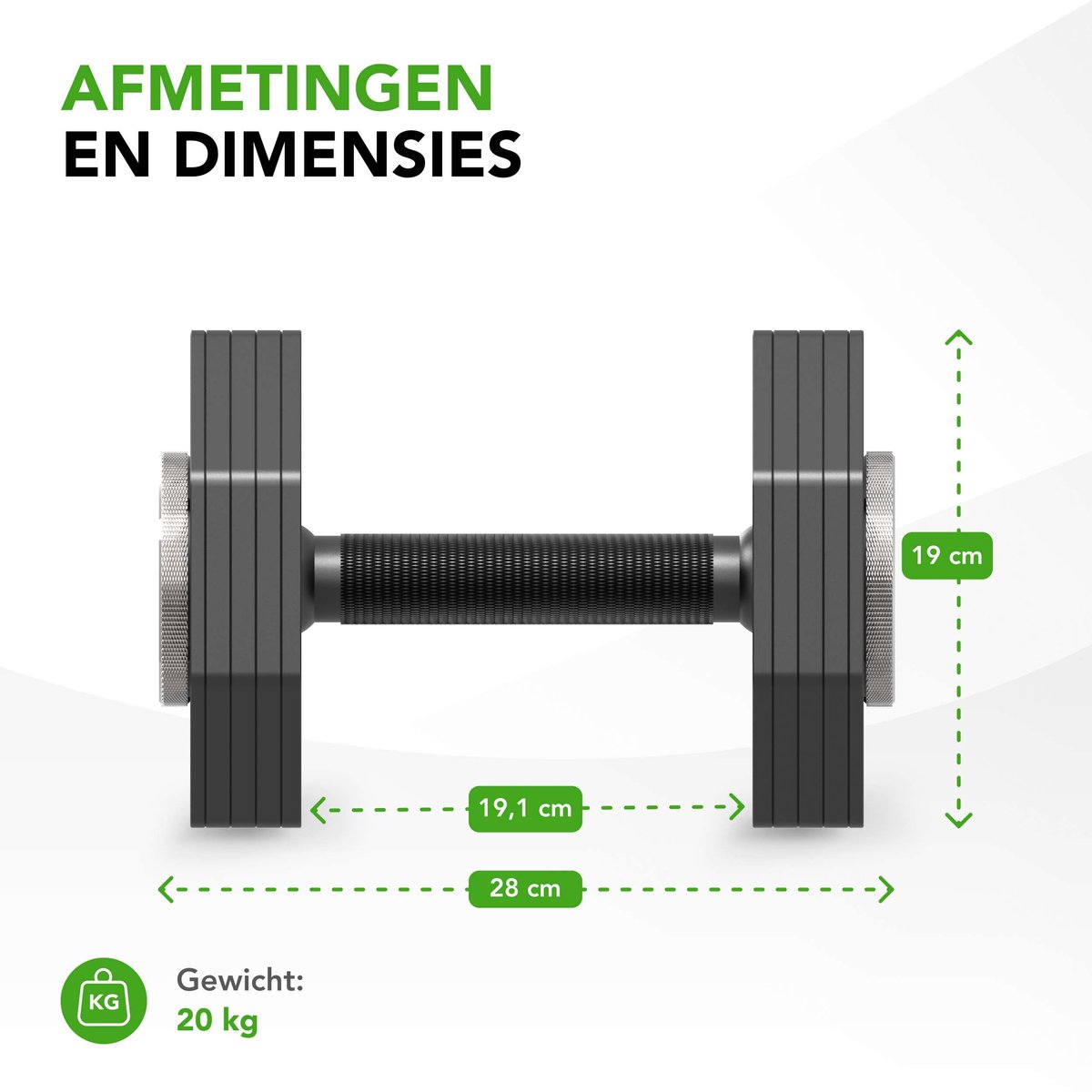 Tunturi Rapid Adjustable Dumbbell - Enkele dumbbellset van 20kg - Verstelbaar van 4 t/m 20 kg - 9 dumbels in één - Gewichtenset voor home gym – foto 4