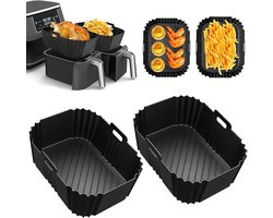 Voor Ninja Foodi Max Dual Zone Air Fryer Accessoires - Set van 2 vierkante siliconen bakplaten - Compatibel met AF300EU, AF400EU en andere Dual Zone-modellen - Zwart