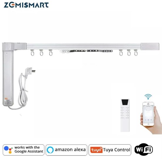 Foto: Ohana dt elektrische gordijnrails smart wifi gordijnrails google assistant rf afstandsbediening 4 1 meter wifi wit