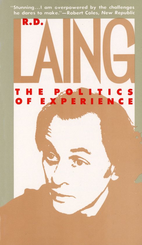 Boekkaft: 'LAING THE POLITICS OF EXPERIENCE' met portret van R.D. Laing.