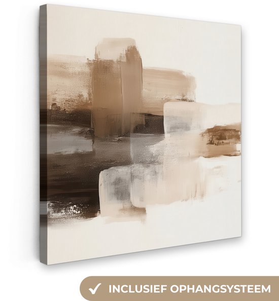 Tableau sur toile 90x90 cm - Décoration murale Coups de pinceau - Paysage abstrait - Paix - Décoration murale murale salon - Décoration chambre - Accessoires chambre - Peintures sur toile