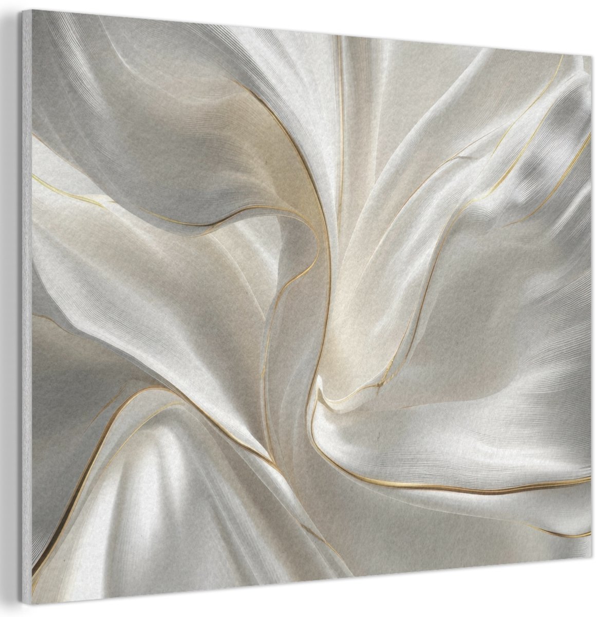 Akoestisch wandpaneel 70x50 cm - Vilt schilderij Stof - Plooien - Goud - Akoestische panelen - Geluidsdempende wanddecoratie - Geluidsisolatie woonkamer - Muurdecoratie geluidspanelen