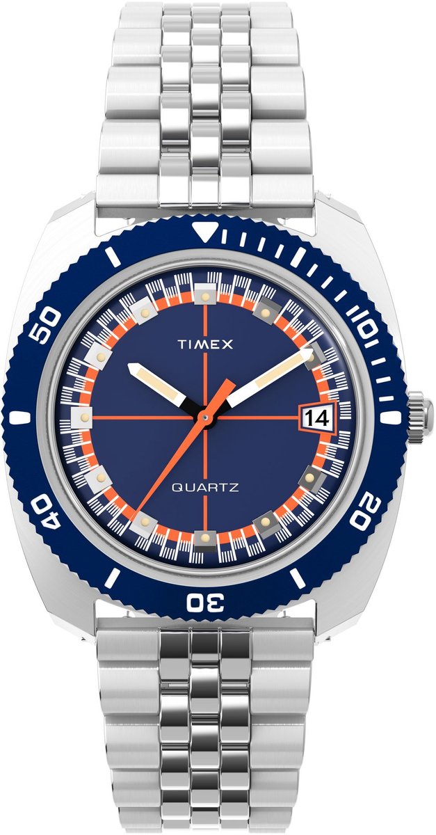 Timex Q Timex® 1971 Velocity Quartz Analoog Horloge Zilverkleurig Kast: 100% Roestvrij Staal | Armband 100% Roestvrij Staal 36 mm TW2Y44400AJ