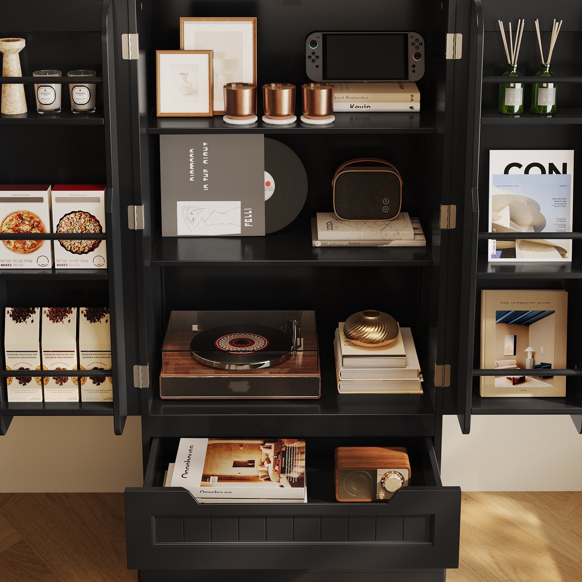 Xbro Keukenkast Vrijstaand – Met 2 Lades en 2 Deuren – Opbergkast – Voor Keuken, Eetkamer of Wasruimte – 40x60x120 cm – Zwart — cadeau in Cadeau-ideeën - foto 3