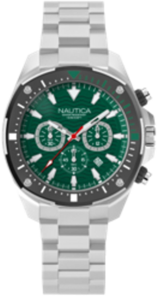 Nautica Nct Bluesail Quartz Analoog Horloge Zilverkleurig Material 100% Roestvrij Staal 100% Acero Inoxidablearmband 46 mm NAPBSF504