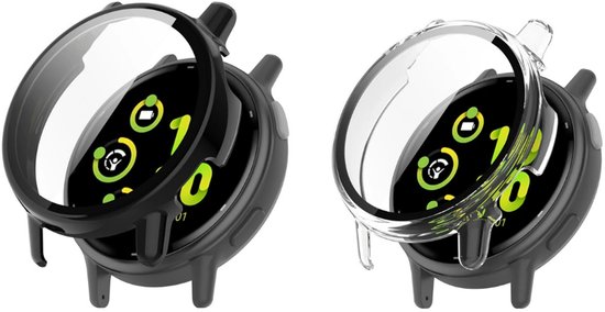Strap-it hard case hoesjes met glasplaat (zwart & transparant) – geschikt voor Garmin Vivoactive 5 – schokbestendige beschermcases met geïntegreerde screen protector