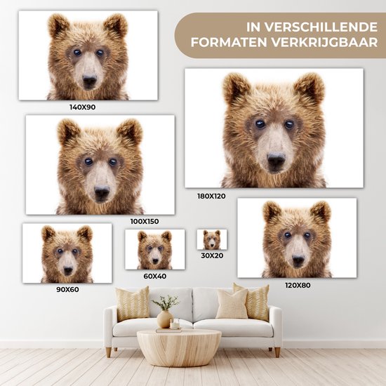 Toile Peinture Ours - Marron - Animaux - Nature - 60x40 cm - Décoration murale