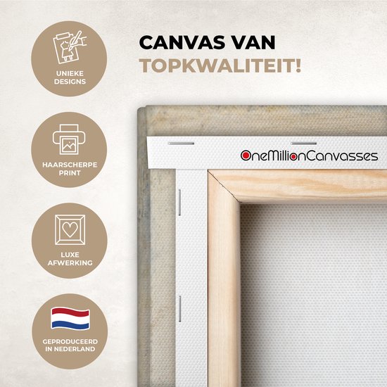 Canvas Schilderij - Het Puttertje - Oude Meester - 80x120 cm - Wanddecoratie - Hout Frame - Vogels - Woonkamer - Slaapkamer Decoratie - Accessoires