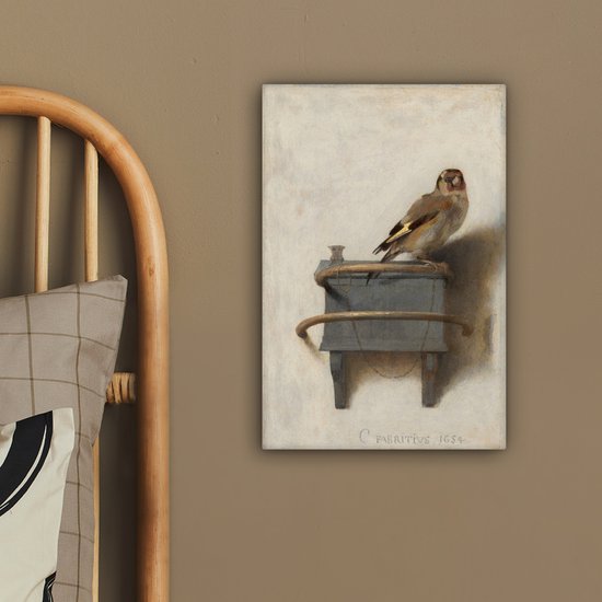 Le Chardonneret - Peinture par Carel Fabritius Toile 20x30 cm - petit - Tirage photo sur toile (Décoration murale salon / chambre)