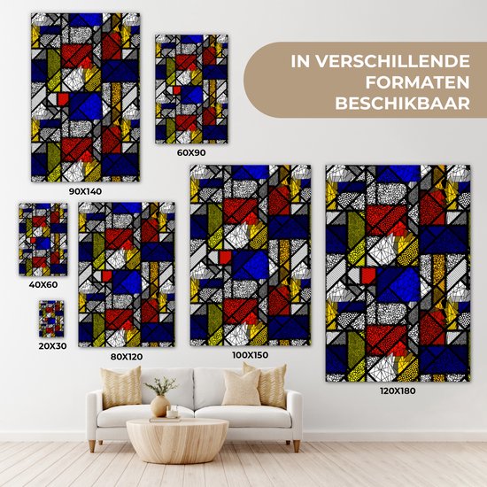 Peintures sur toile Mondrian - Glas - Oude Meesters - 80x120 cm - Décoration murale