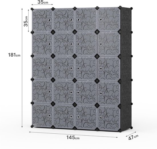 WOLTU SR0090sw Armoire Plastique Chambre Faite de modules avec 2