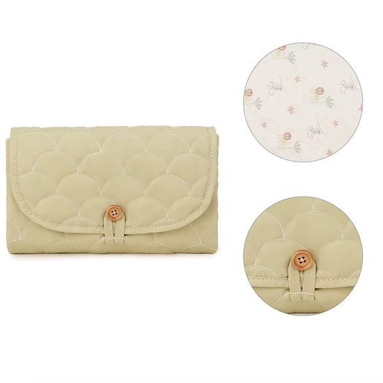 Baby Verschoonmatje Groot 87x47 cm - Licht olijfgroen / Groenbeige met jungleprint - Mag in de wasmachine van Yuna&Co — afbeelding 5