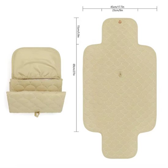 Baby Verschoonmatje Groot 87x47 cm - Licht olijfgroen / Groenbeige met jungleprint - Mag in de wasmachine van Yuna&Co — afbeelding 3