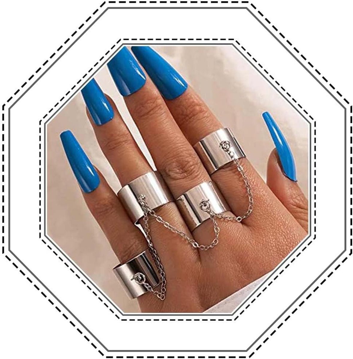 JHubers Goods - Vintage zilveren kettingringen set voor dames en meisjes - Trendy en stijlvol