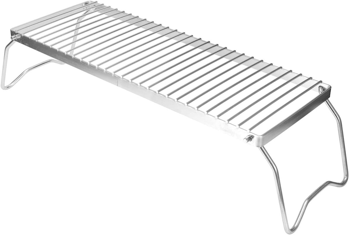 JHubers Goods - Opvouwbare Kampvuurgrill Met Poten, Draagbare RVS Barbecue, Buiten Rooster - Ideaal voor Kamperen en Outdoor Koken